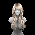Game Movie Female Character 3D Model with Long Blonde Hair Upper Body on Black Background