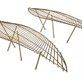 Two Leaf Shaped Woven Sunshade with Outdoor Metal Support Frames