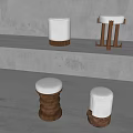 Middle Style Shoe Changing Stool Low Stool 3d model