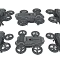 Multi Angle Views Of Futuristic Sci Fi Flying Vehicle With Detailed Design