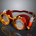 Vintage Style Protective Goggles With Leather Strap Gold Lenses And Metal Accents