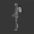 Futuristic Metallic Robot Armor Suit With Silver Black Detailed Design Standing Pose
