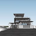 Modern Two Story Detached Villa with Large Glass Windows Stone Facade and Green Surroundings