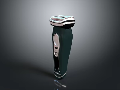 Ergonomic Dark Green Electric Shaver With Metallic Head And Control Button 3d model