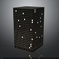 Modern High-rise Building Exterior Featuring Grid Pattern Windows And Ground Reflections 3d model