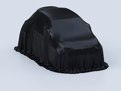Black Car Sunshade Cover Fitted Over Vehicle Body With Smooth Fabric 3d model