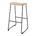 Modern Bar Stool With Wooden Seat And Black Metal Frame For Kitchen Bar