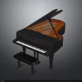 Elegant Black Grand Piano With Matching Wooden Piano Stool For Home Use