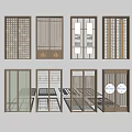 New Chinese-style sliding door 3d model
