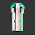 Modern Architectural Structure With White Body Green Curved Lines And Transparent Glass Elements