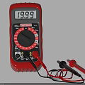 Red Digital Multimeter With 19.99 Display And Test Leads On White Background 3d model