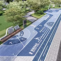 Fire Rescue Access Area with Clear Ground Markings and Surrounding Greenery Path Design