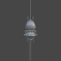 Game and Movie Character Design Featuring Floating Sphere With Green Accents and Hanging Cables