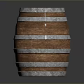 Rustic Wooden Barrel With Metal Hoops And Smooth Surface Texture