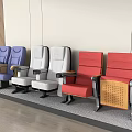 Modern Upholstered Seats In Blue Gray Red Colors With Armrests And Storage Pouch