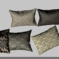 Various Decorative Pillows With Floral Patterns And Neutral Gray Beige Tones 3d model
