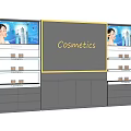 Cosmetic Display Shelves with Advertising Screens and Product Storage Drawers