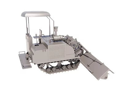 Heavy Duty Tracked Utility Vehicle With Canopy And Mechanical Work Equipment 3d model