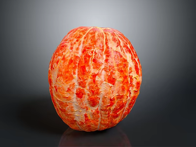 Juicy Peeled Orange With Vibrant Red And White Texture On Dark Background 3d model