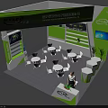 NYLEC Hardware Tools Exhibition Booth With Display Area Tables Chairs And Screen