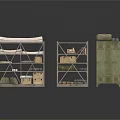 Industrial Metal Storage Units With Shelves Cabinet And Boxes Bags Books