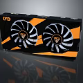 LVD Computer Graphics Card with Dual Fans Black White Stripes and Orange Accents