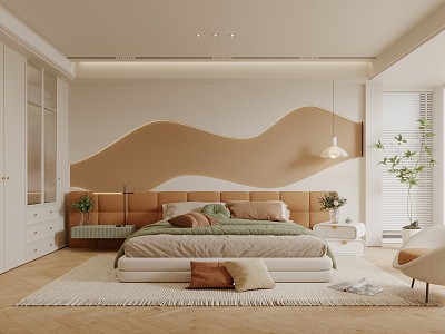 Modern Bedroom Minimalist Cream Bedroom model