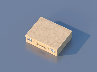 Simple Brown Cardboard Storage Box With Handle And Blue Labels For Daily Use 3d model