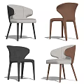 Modern Stylish Dining Chairs with Gray White Brown Leather Upholstery and Minimalist Legs