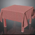 Stylish Dining Table With Red And White Checkered Tablecloth And Sturdy Legs