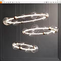 Modern Spiral Chandelier with Transparent Glass Balls Golden Accents Hanging Illuminated Design