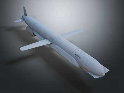 White Military Missile Weapon With Tail Fins Wings And Detailed Structure 3d model