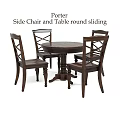 Porter Side Chair and Round Sliding Table Dining Set for Home 3d model