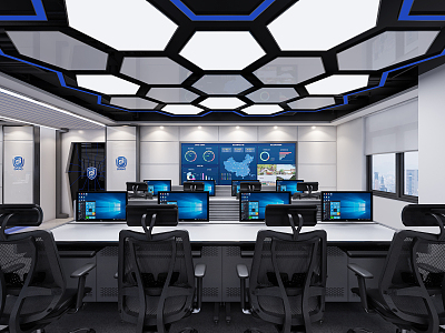 modern command center public security operation command center 3d model