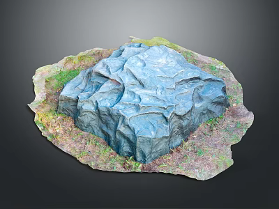 Natural Blue Stone with Wood Accent Green Grass Soil and Rough Texture 3d model