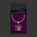 Elegant Gold Necklace With Decorative Pendant In Black Box Purple Lining