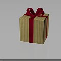 Elegant Gift Box With Yellow Striped Wrapping And Red Ribbon Bow Decoration