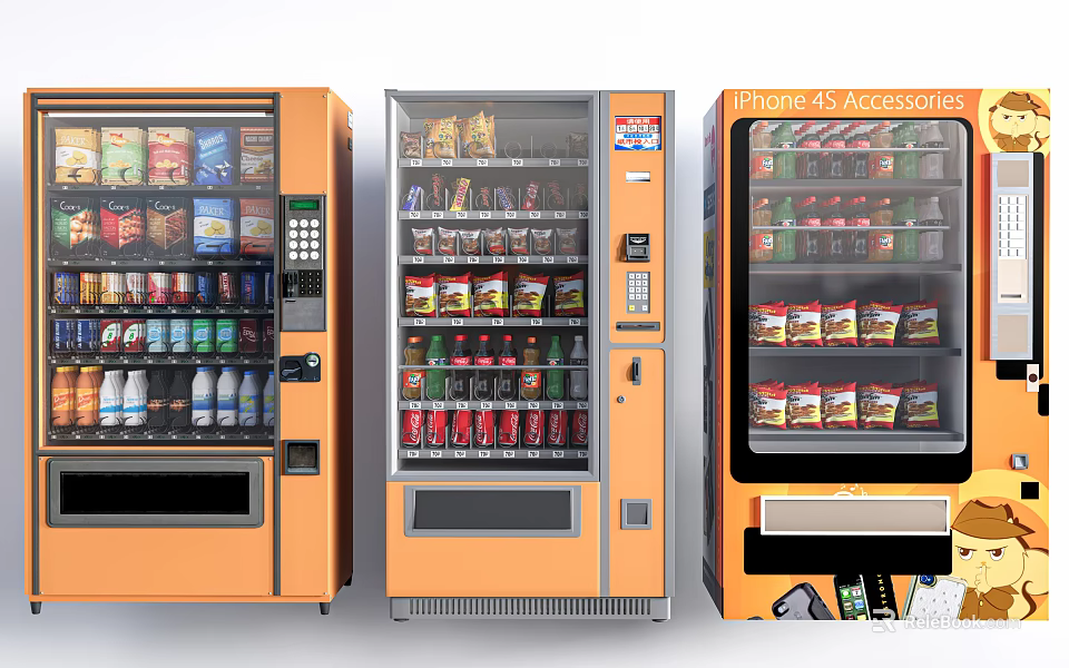 Smart Vending Machines Providing Various Beverages Snacks And Phone Accessories 3d model 