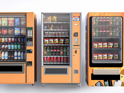 Smart Vending Machines Providing Various Beverages Snacks And Phone Accessories 3d model