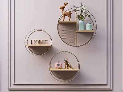 Light Luxury Wall Storage Rack Iron Wall Decorative Wall Decorative Pendant Combination 3d model