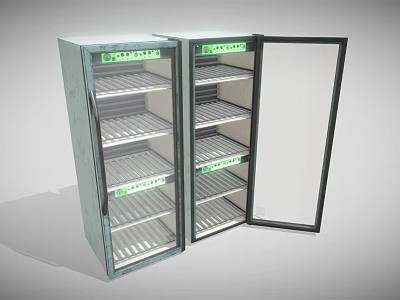 Upright Double Door Glass Display Refrigerator For Commercial Use With Internal Shelves 3d model