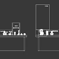 Modern Display Cabinets With Digital Screens And Skincare Products On Counter
