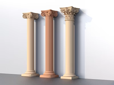 Classical Roman Columns With Ornate Capitals In Different Decorative Styles 3d model