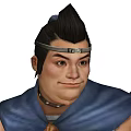 Game Movie Characters Brown Yellow Blue Costumes Holding Large Heavy Weapons With Decorative Patterns Headbands
