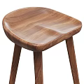Two Modern Wooden Bar Stools Featuring Curved Seat and Slim Legs Design