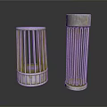 Two Cylindrical Metallic Filters With Striped Structure On White Background