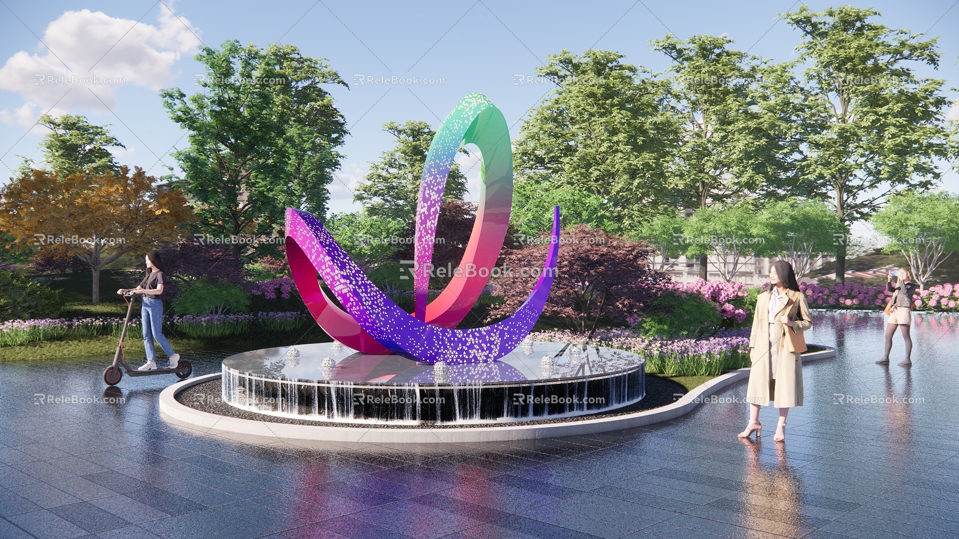 Waterscape Special-Shaped Sculpture Sculpture Green Square model