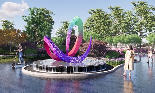 Waterscape Special-Shaped Sculpture Green Square 3d model