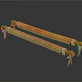 Bamboo Scene Components With Long Strips White Rings And Wooden Supports