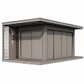 Modern Outdoor Garden Room with Black Frame Large Windows and Louvered Panels